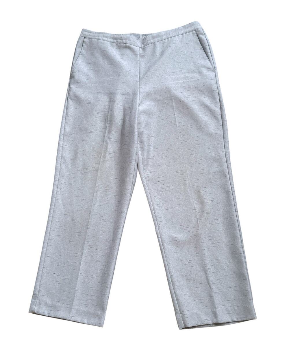 ALFRED DUNNER Womens Size 14 Gray Speckled High Rise Pull On Pants 27" Inseam